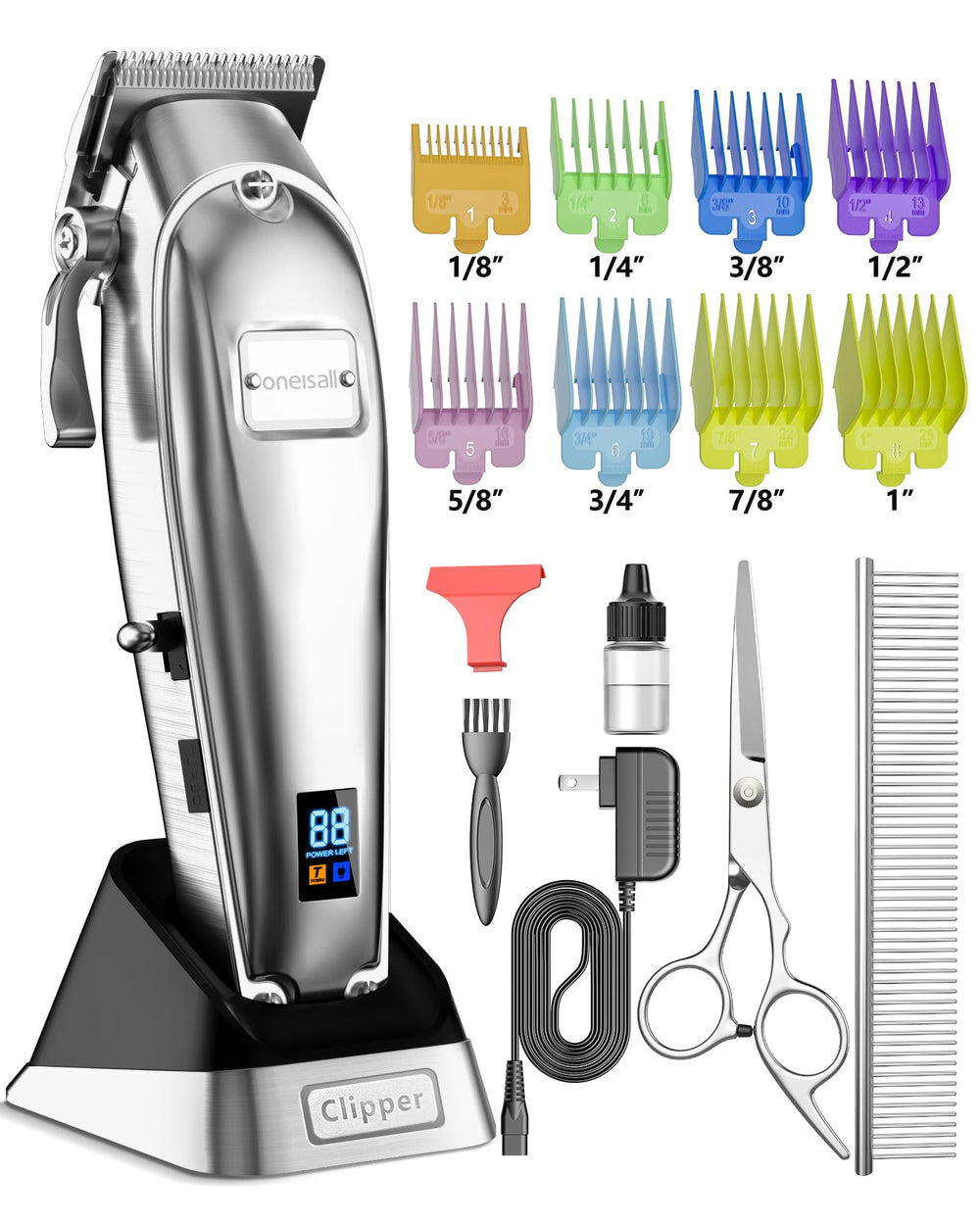 oneisall dog clippers assembly with metal blades for durable grooming on thick coats.