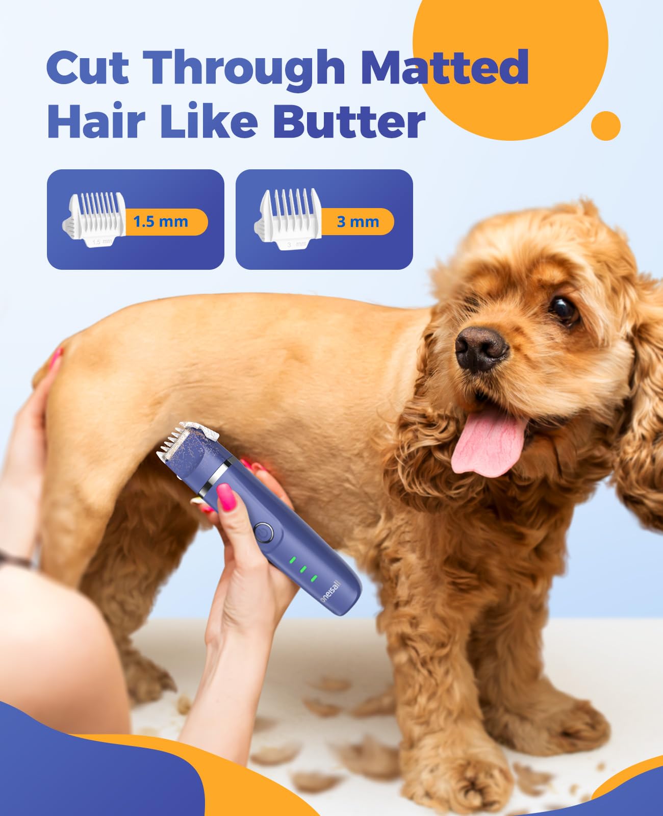 oneisall dog clippers ergonomic handle blue conveys comfortable grip during sessions.
