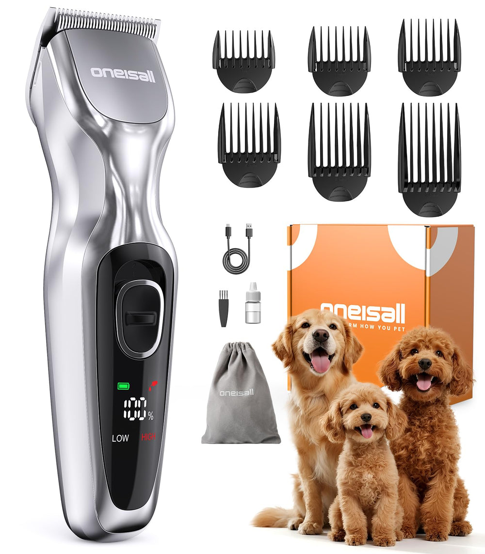 Oneisall dog clippers front view shows cordless convenience for home grooming.