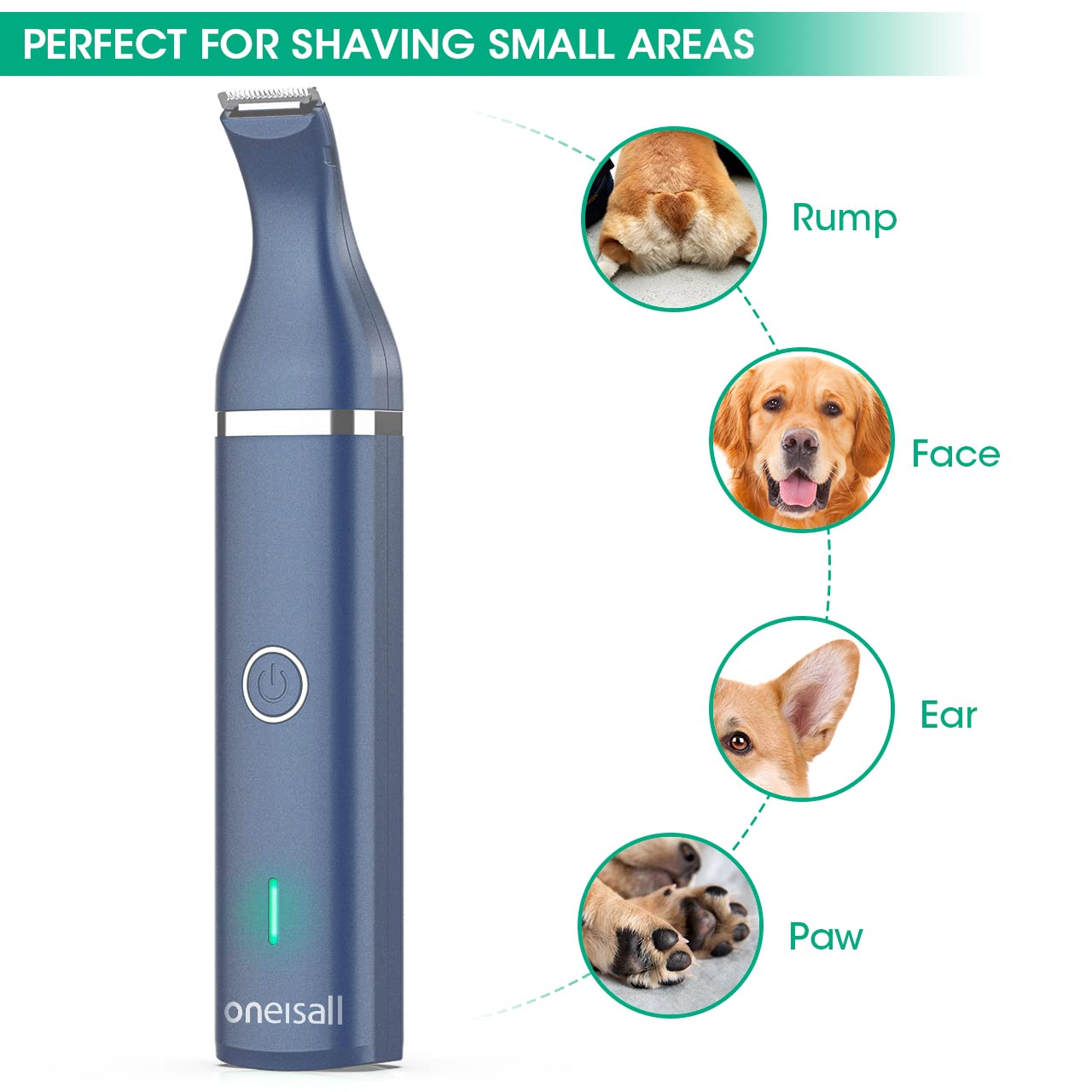 oneisall dog clippers teal complete set includes blades and cleaning tools.