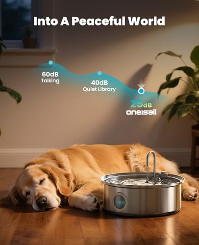 Oneisall dog fountain 4-stage filtration reduces fur and odors