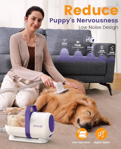oneisall dog grooming kit 1.5l dust cup simplifies emptying during sessions.