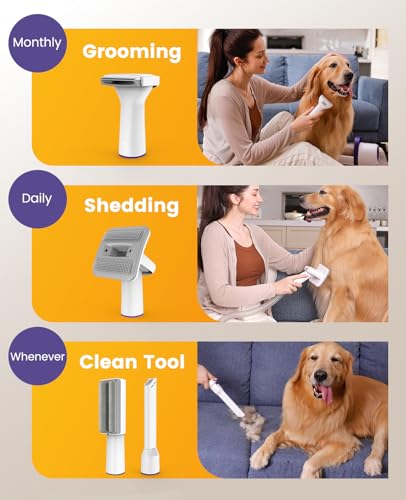 oneisall dog grooming kit vacuum attachment helps lift pet hair from furniture and carpets.