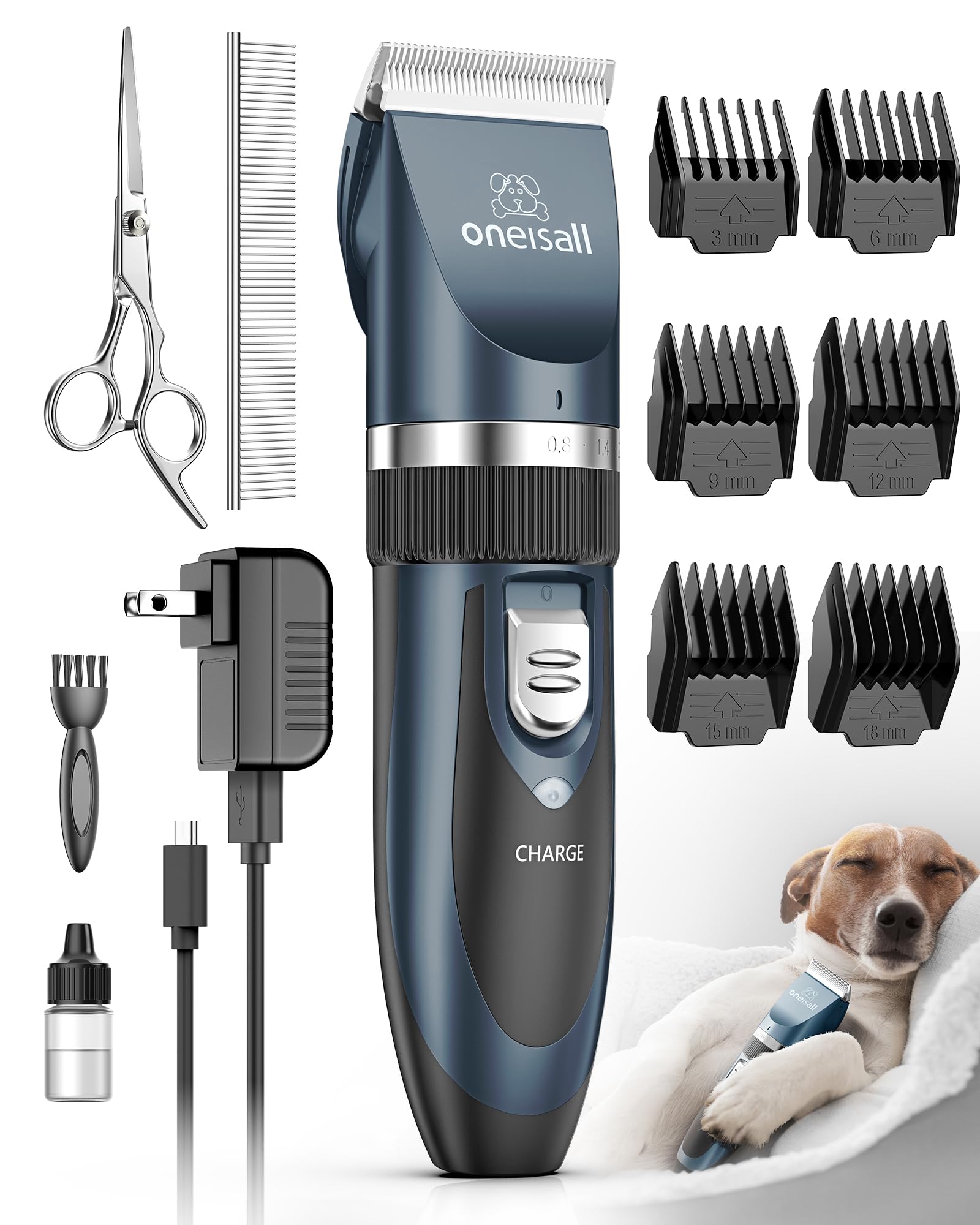 oneisall dog shaver clippers silent motor for calm, low-stress grooming.