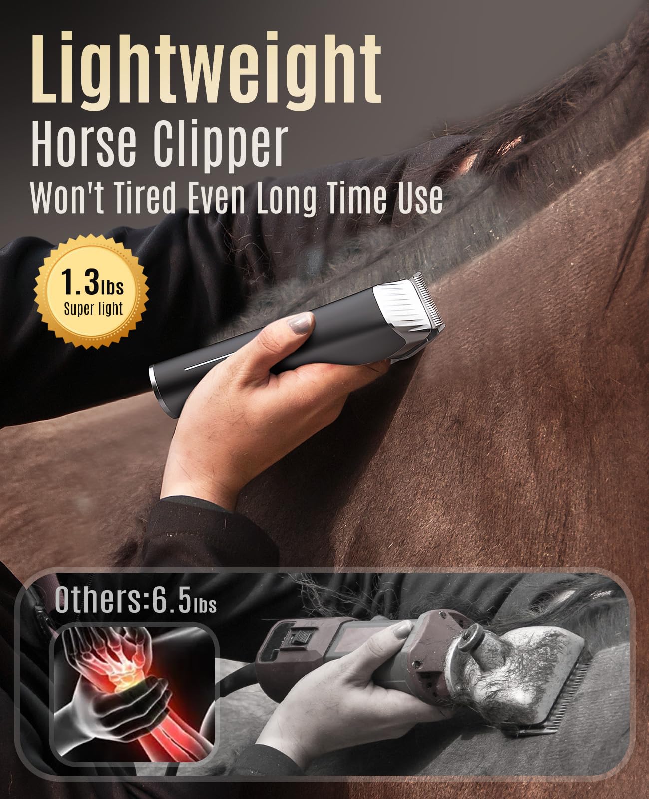 oneisall horse clippers 2000mAh battery supports long grooming sessions.