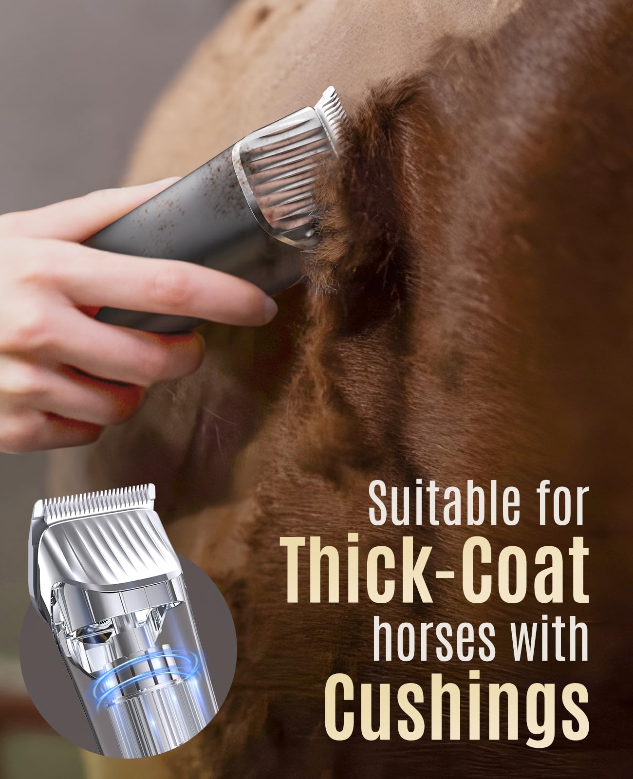 oneisall horse clippers two-speed helps customize trimming power for different coats.