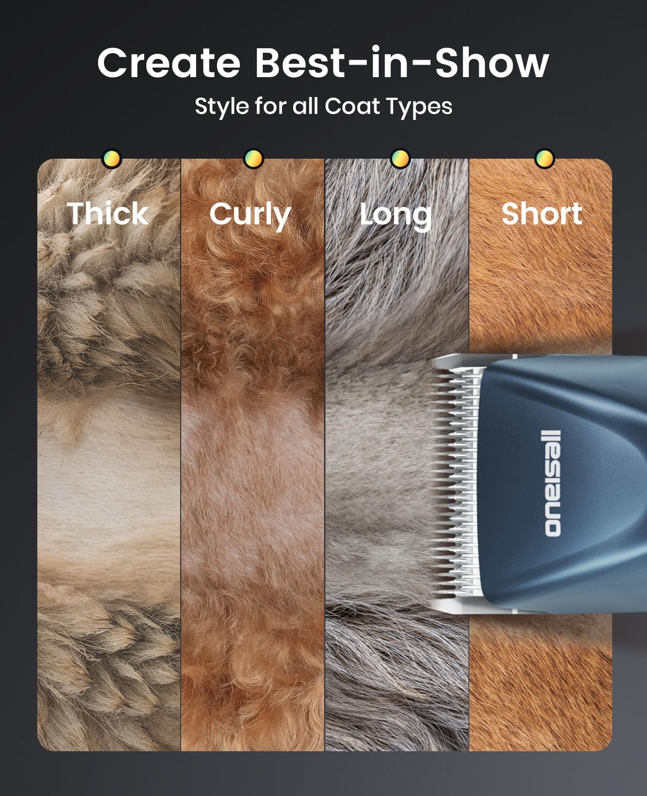 oneisall included accessories showing blades, combs, oil, and manuals