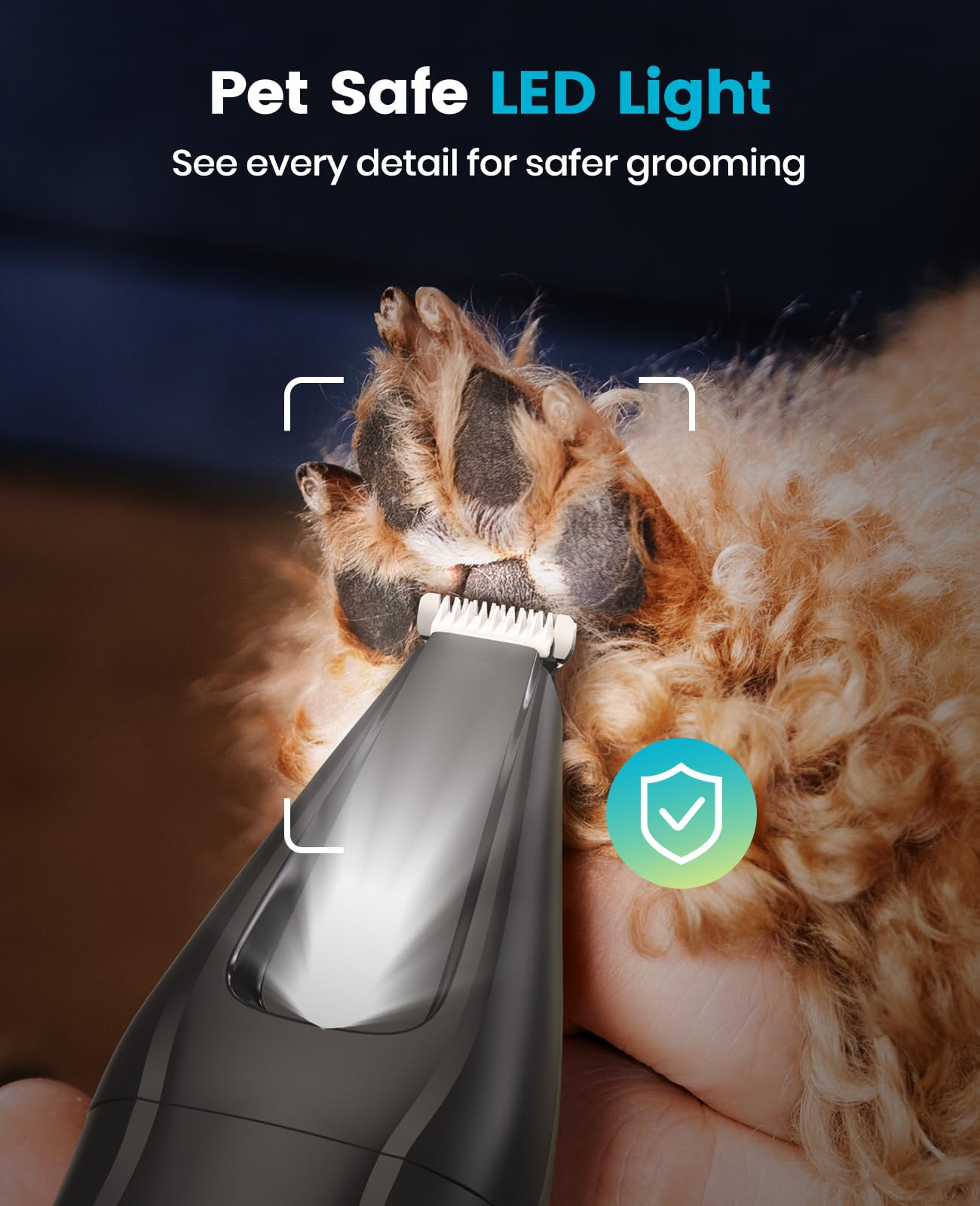 oneisall LED light control panel demonstrates independent brightness for safer grooming.
