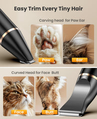 oneisall low-noise cat clippers 60db for calmer grooming sessions.