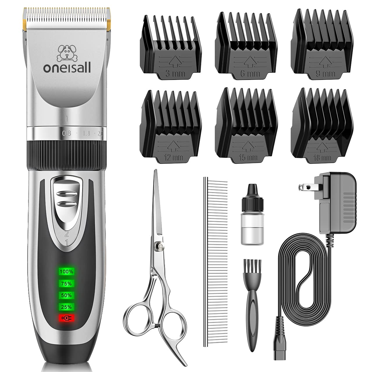 oneisall low-noise clipper silver for calm grooming sessions