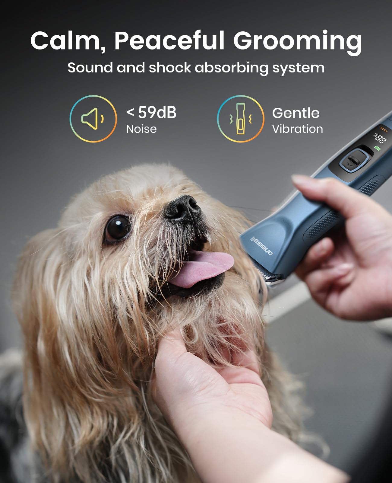 oneisall low-noise motor close-up illustrates quiet grooming sessions