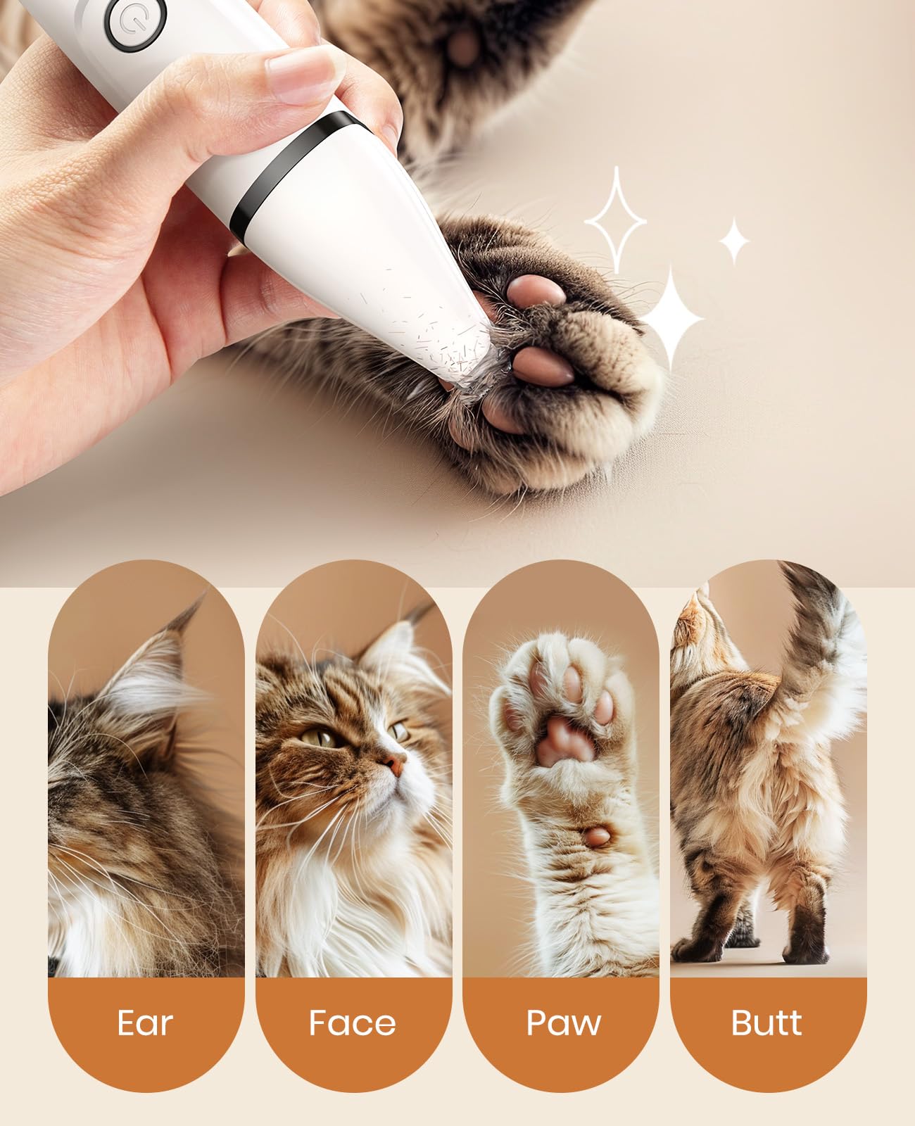 Oneisall noiseless trimmer demonstrates ultralow 50dB operation for calm cats.