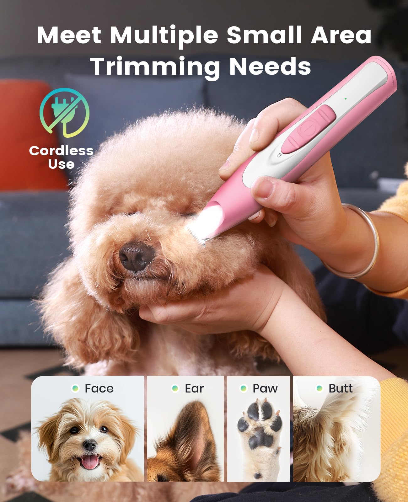 Oneisall paw-trimmer LED visibility highlights paw pads for accurate trimming