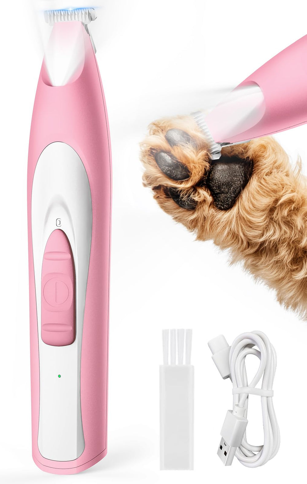 Oneisall paw-trimmer pink LED light close-up for precise grooming