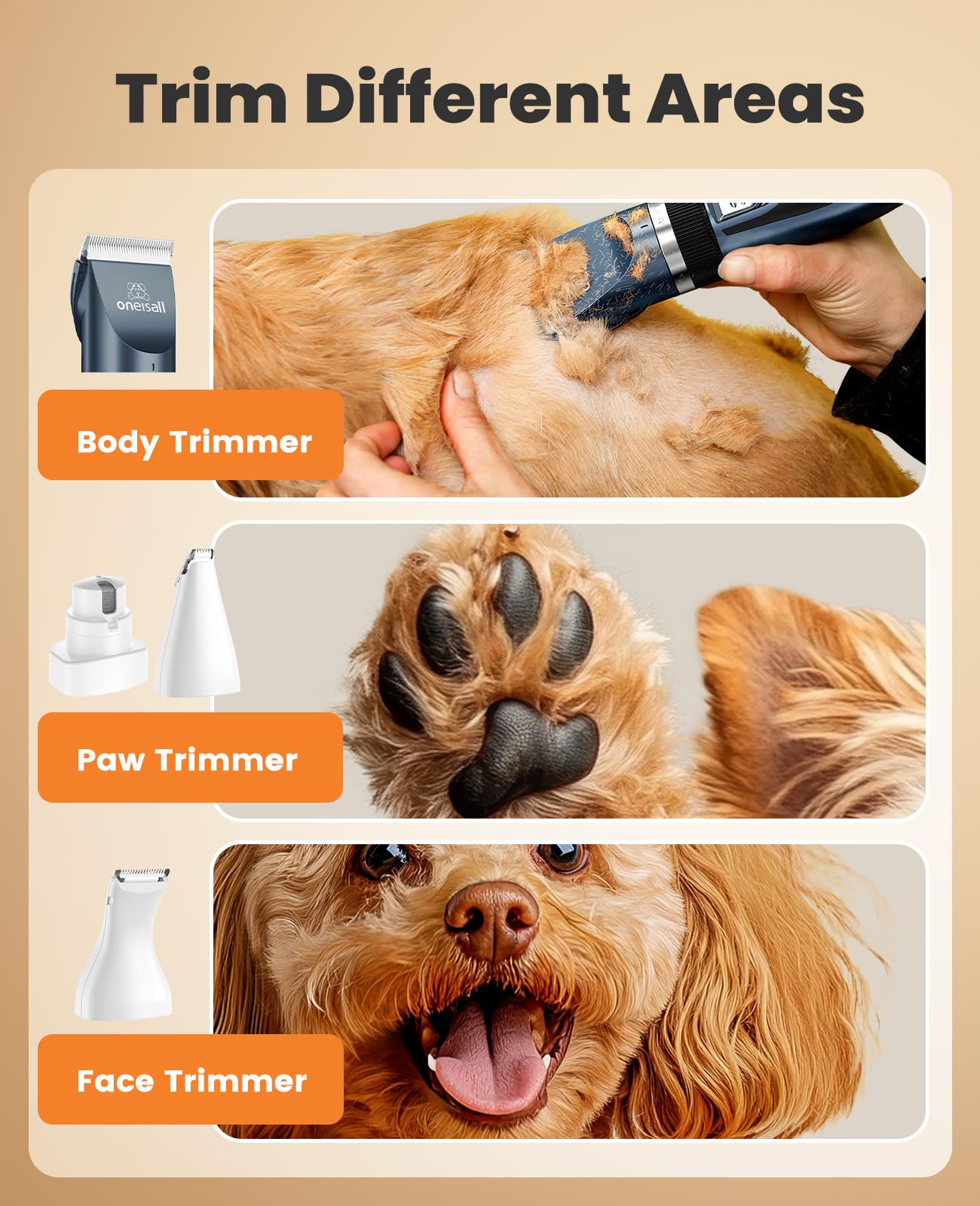 oneisall paw-trimmer blade closeup highlights safety and sharpness for small-area trims