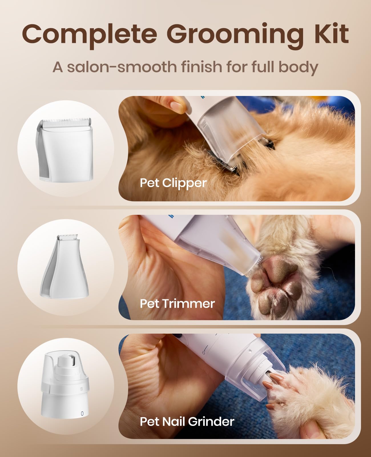 oneisall-pet-clippers-trimmer-nail-grinder-kit provides versatile at-home grooming options.