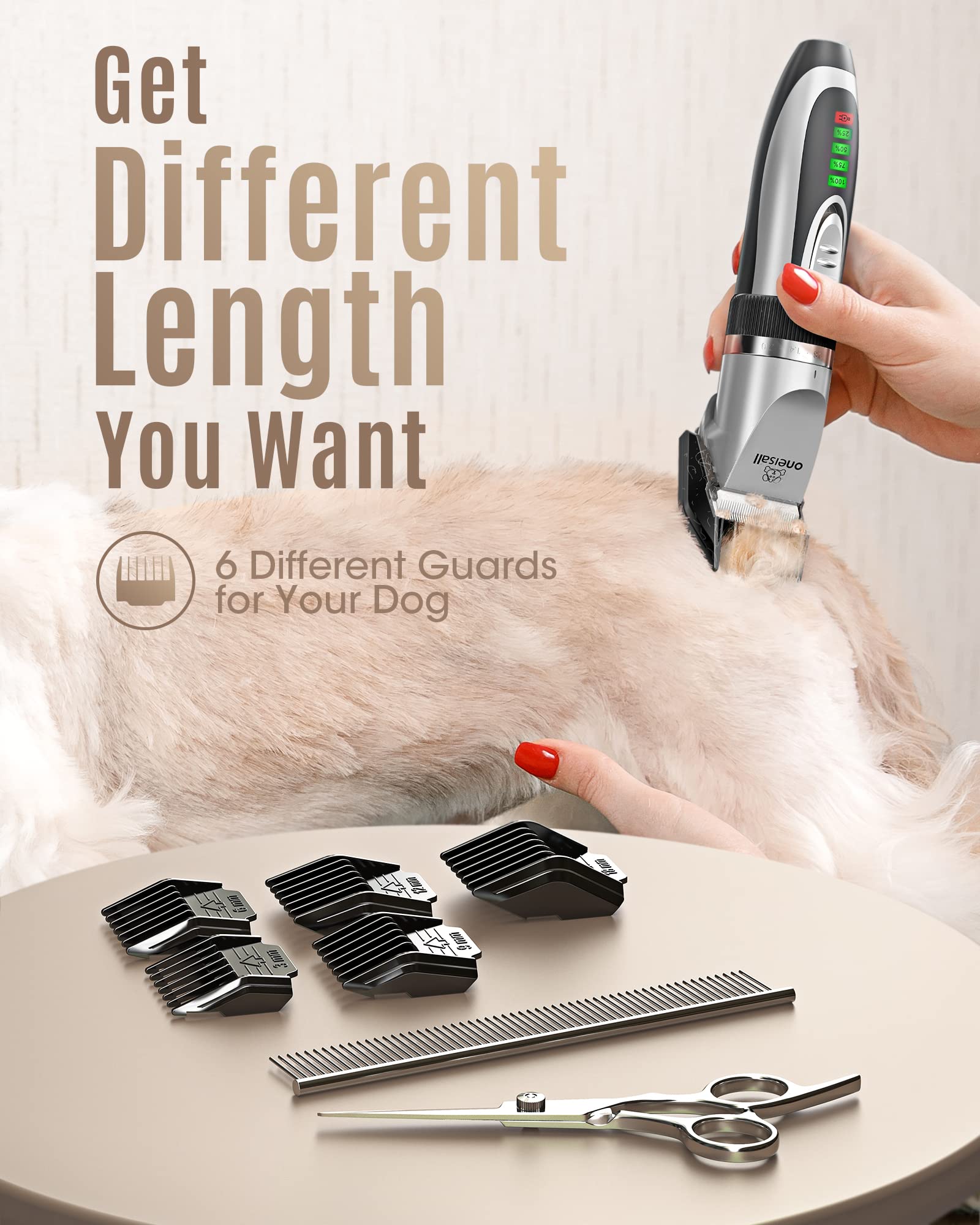 oneisall pet grooming in-use with silver finish looks sleek