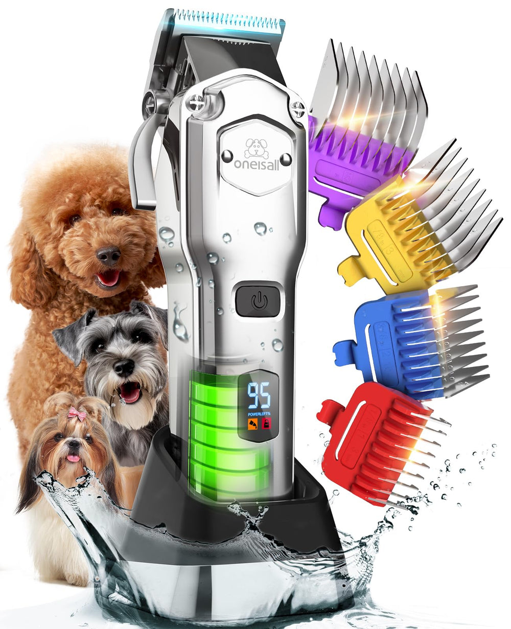 Oneisall 676pro clippers showing battery and LED display for planning cordless sessions
