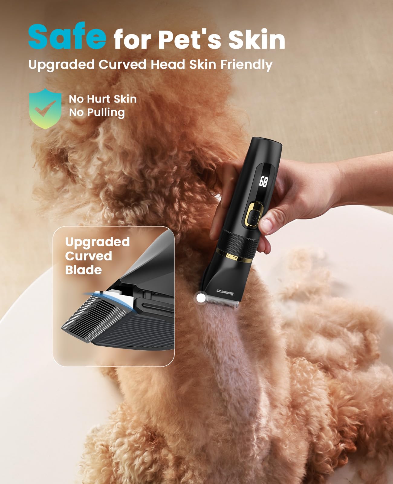 Oneisall titanium-ceramic blade delivers sharp, safe cuts for various coats