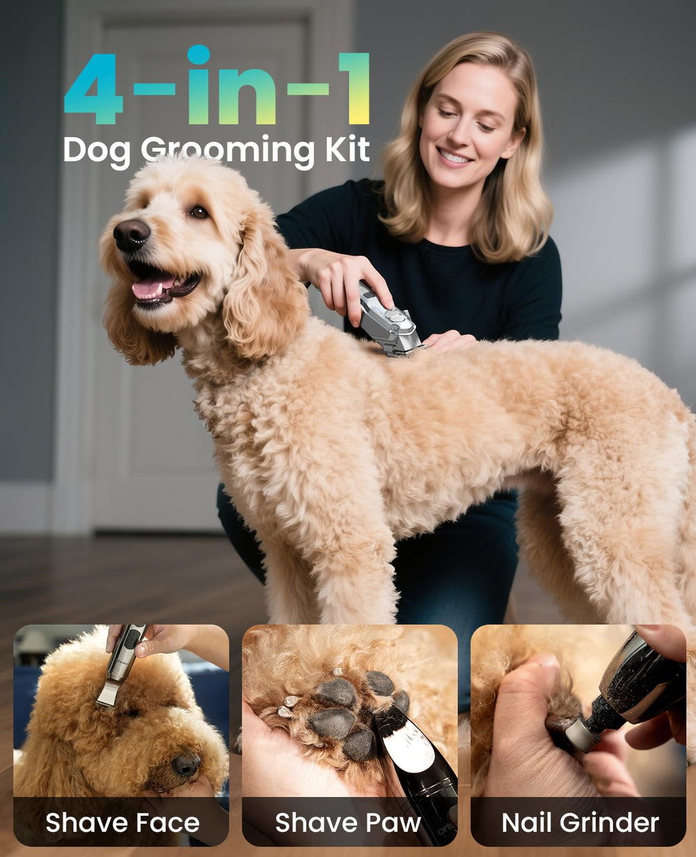 oneisall ultra quiet dog clippers operate quietly for calm pets.
