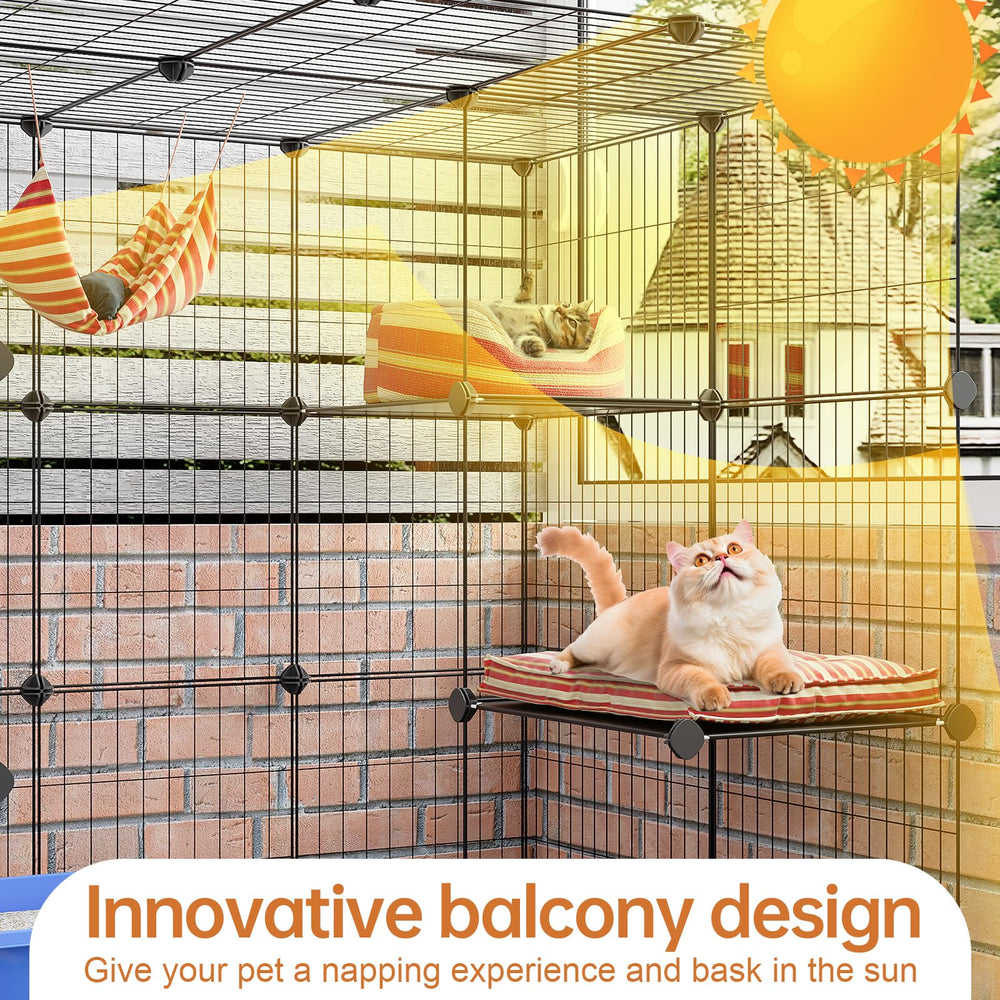 Oneluck 3-Tier Cat Catio sturdy metal wiring ensures durability and safety.