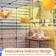 Oneluck 3-Tier Cat Catio sturdy metal wiring ensures durability and safety.