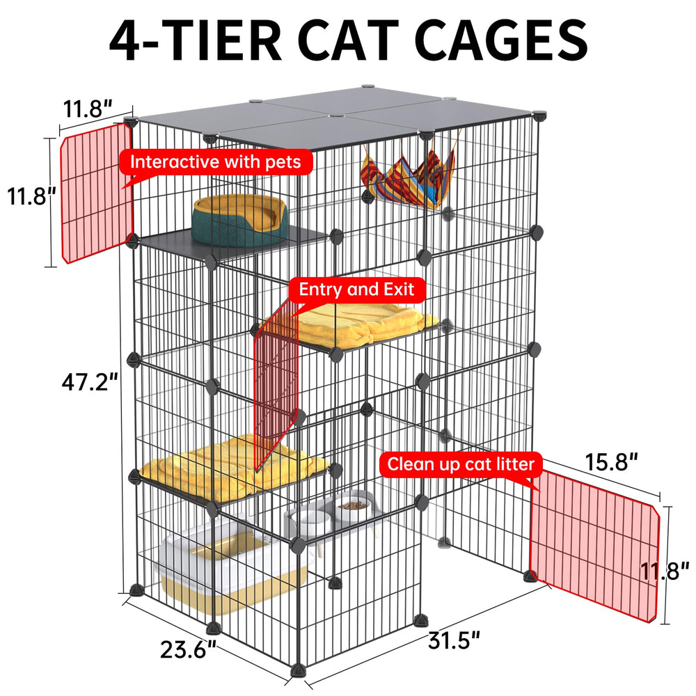 Oneluck cat cage dimensions 31-5x23-6x47-2 inches offer ample space
