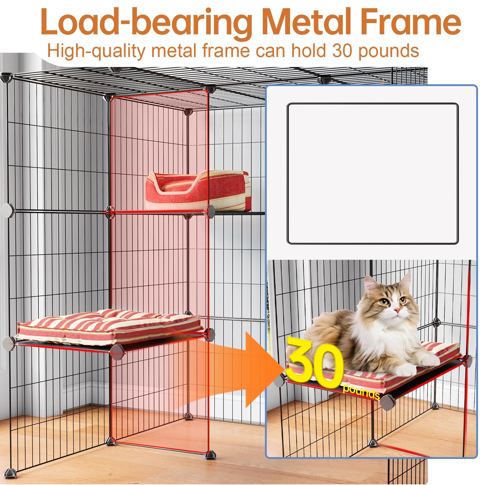 Oneluck 3-Tier Cat Catio top skylight captures bright, breathable space.