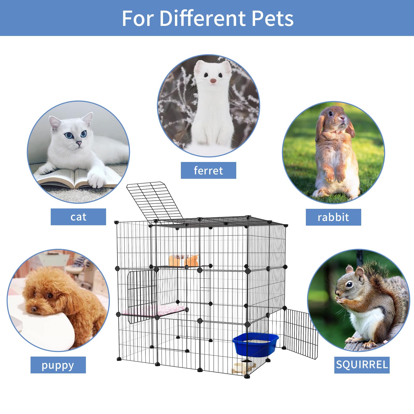 Oneluck 3-Tier Cat Catio two-level platform supports play and rest.