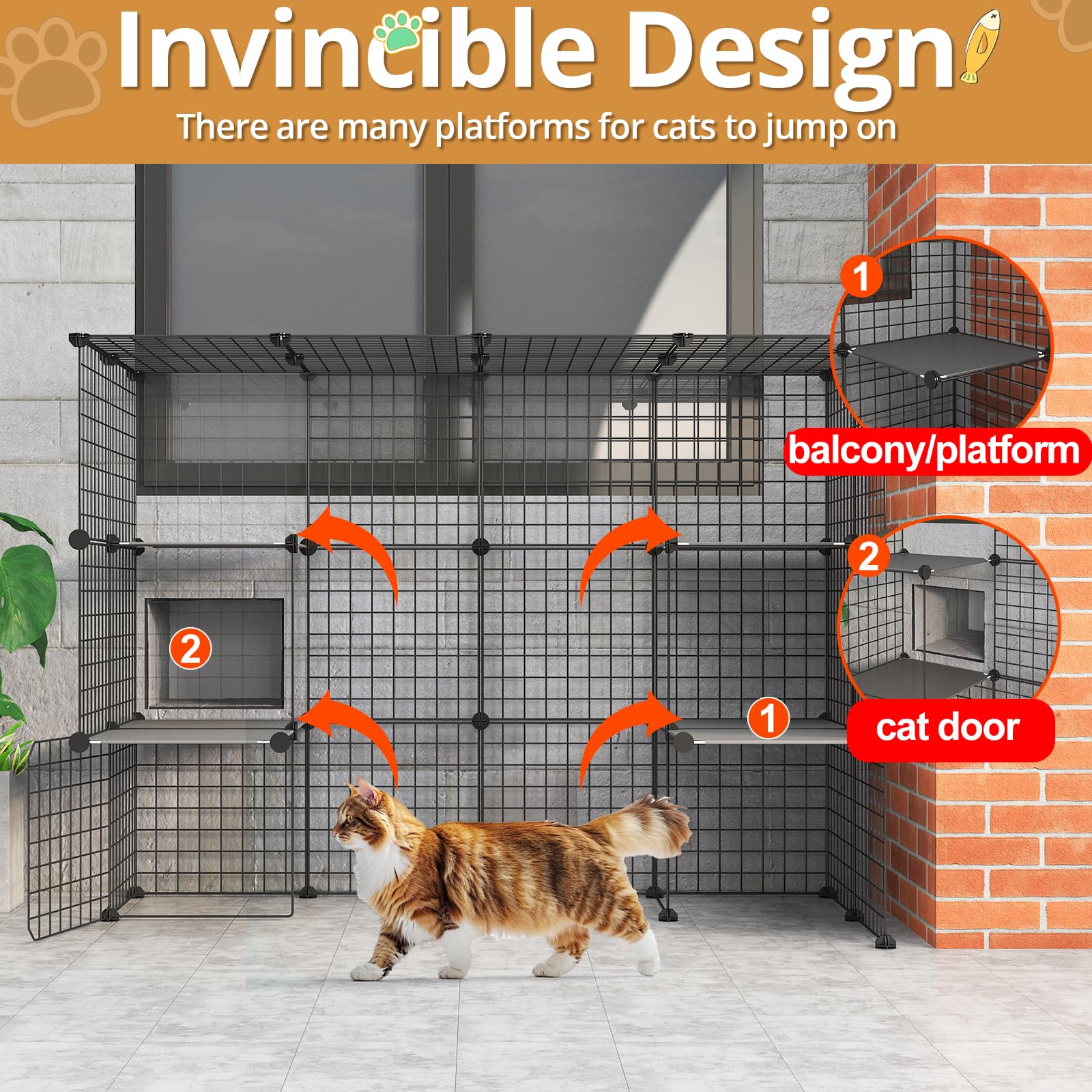 Oneluck cat playpen with four platforms for climbing and play