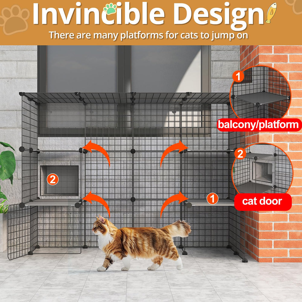 Oneluck cat playpen with four platforms for climbing and play
