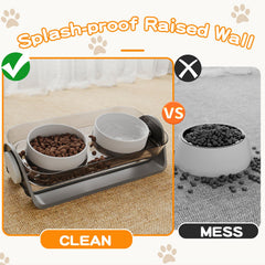 Oneluck dual-bowl kit with two 16oz bowls for small to medium pets