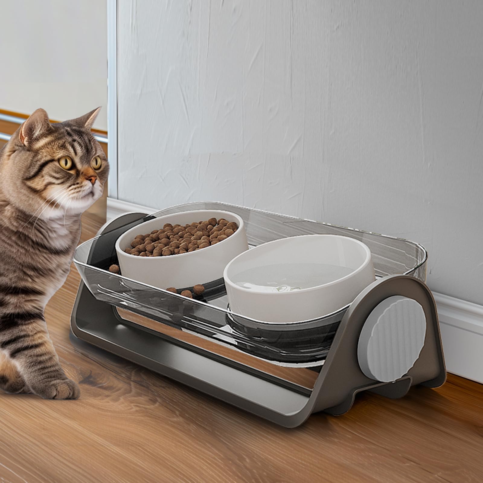 Oneluck elevated cat bowl tilt-stand for comfortable feeding angle