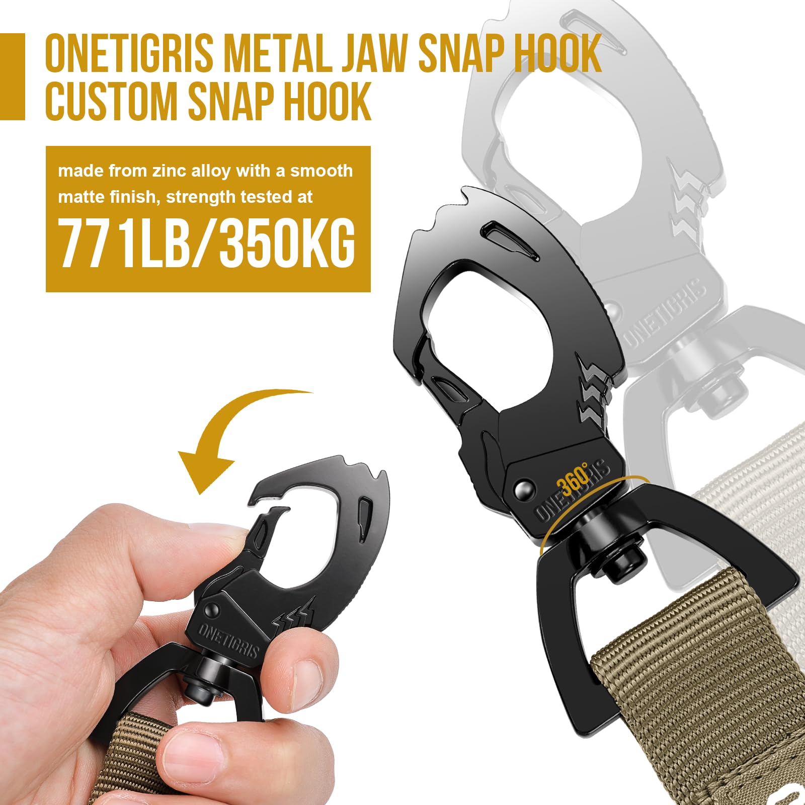 OneTigris 1000D nylon leash highlighting durability and lightweight feel.