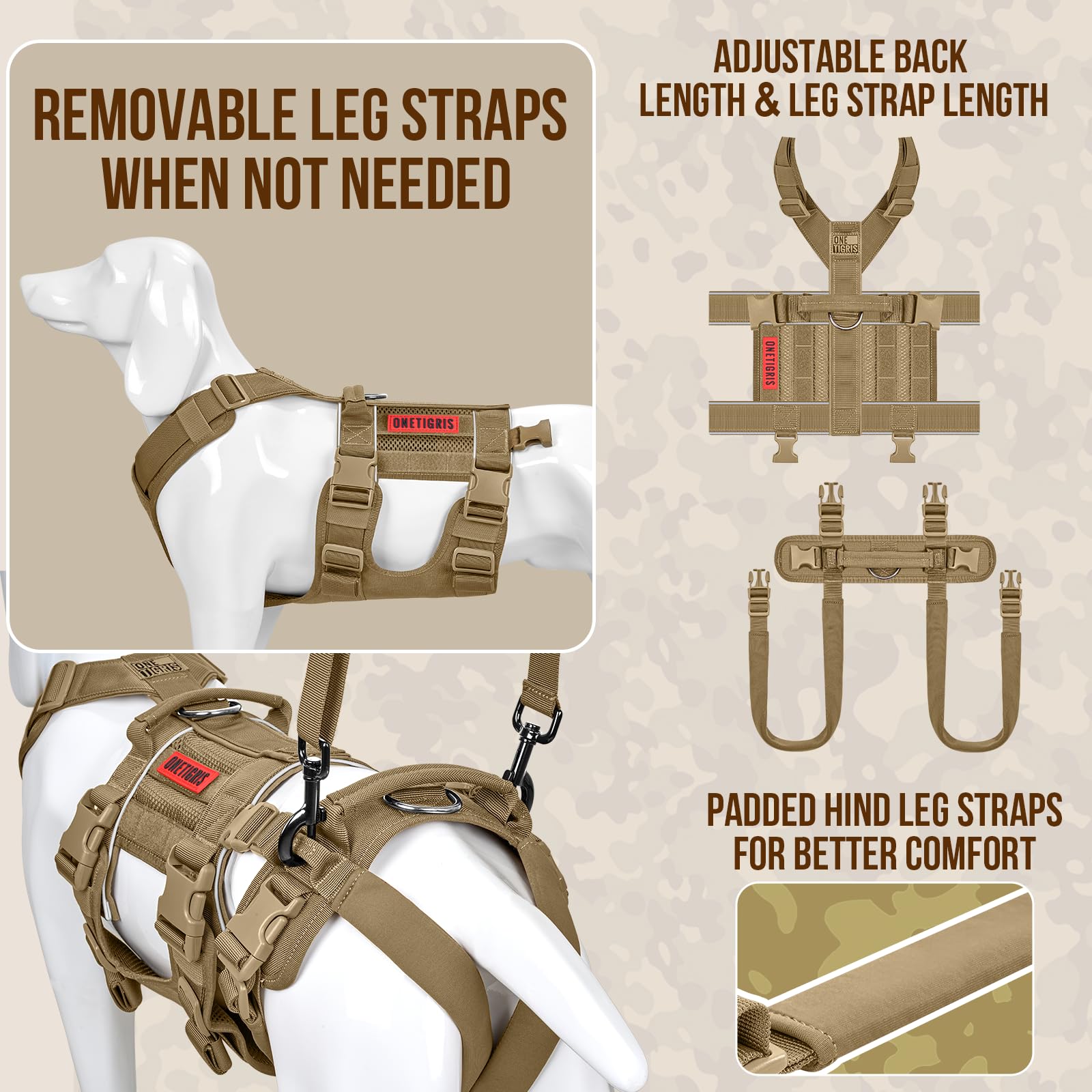 OneTigris lift harness with leg support and lifting strap demonstrates adjustable mobility aid