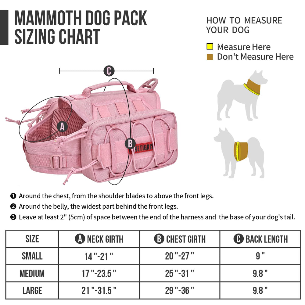 OneTigris Mammoth pink nylon pack with breathable mesh lining for comfort.