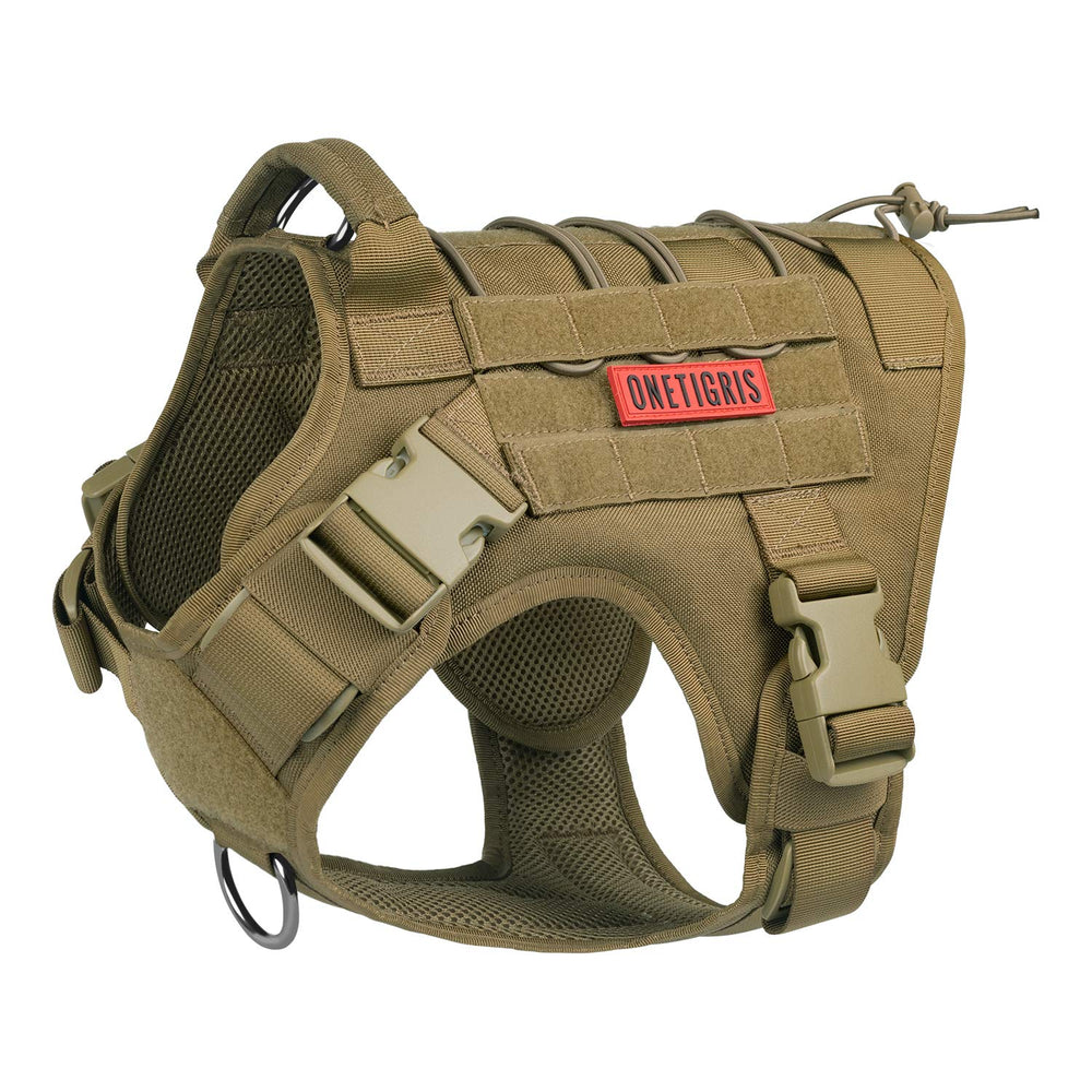 OneTigris Fire Watcher dog harness front view demonstrates rugged 1000D nylon durability