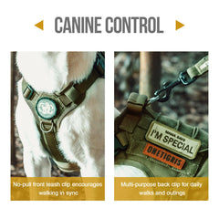 OneTigris dog harness Ranger Green small MOLLE straps for customizable accessories.
