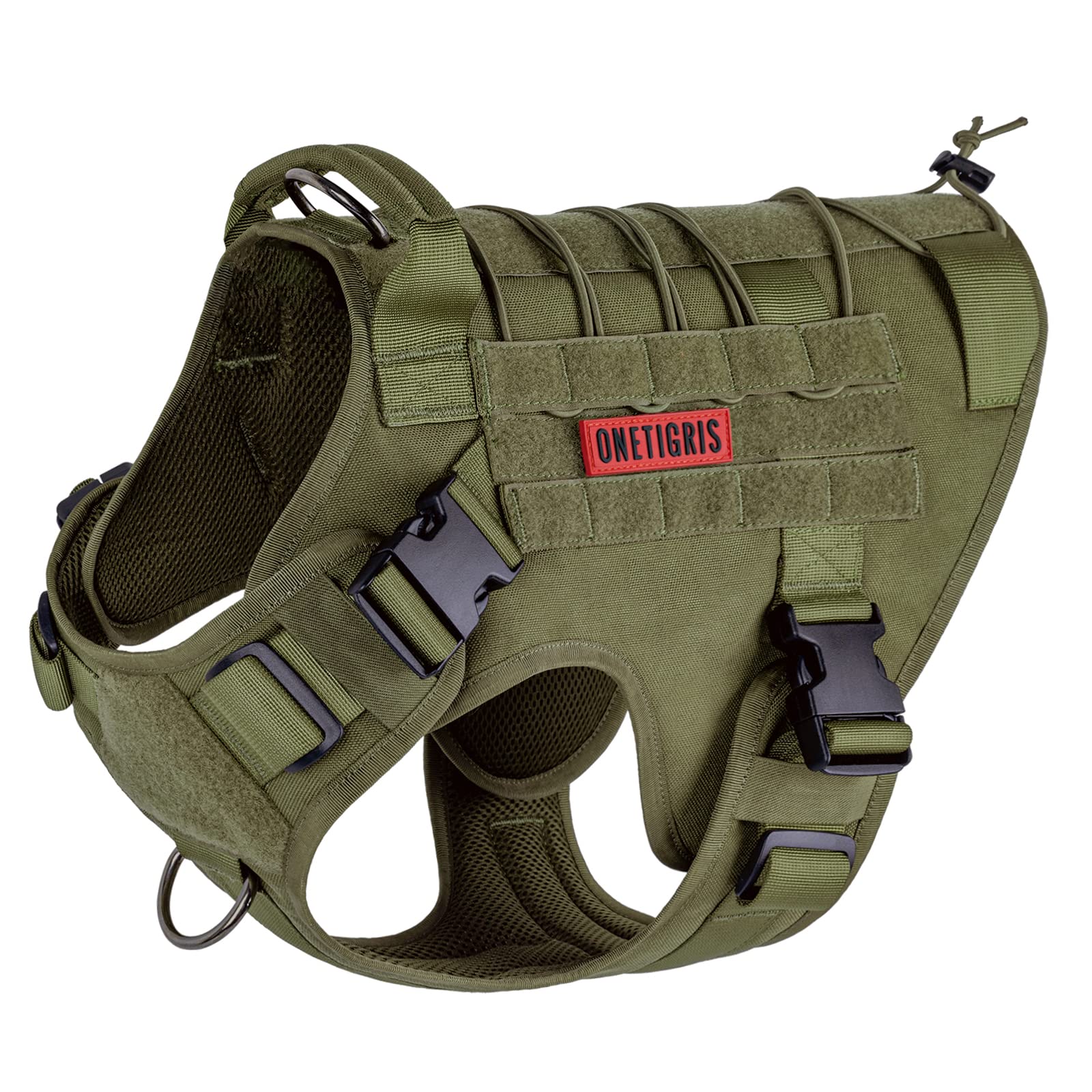 OneTigris dog harness Ranger Green small side view highlights padded comfort for daily walks.