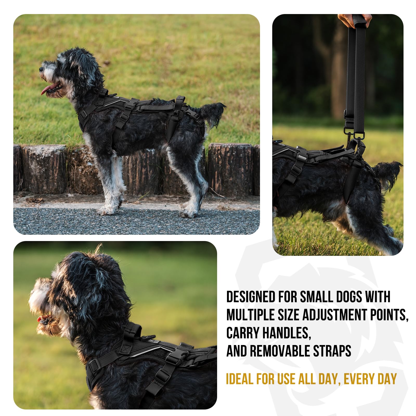OneTigris dog lift harness adjustable straps close-up showing length customization