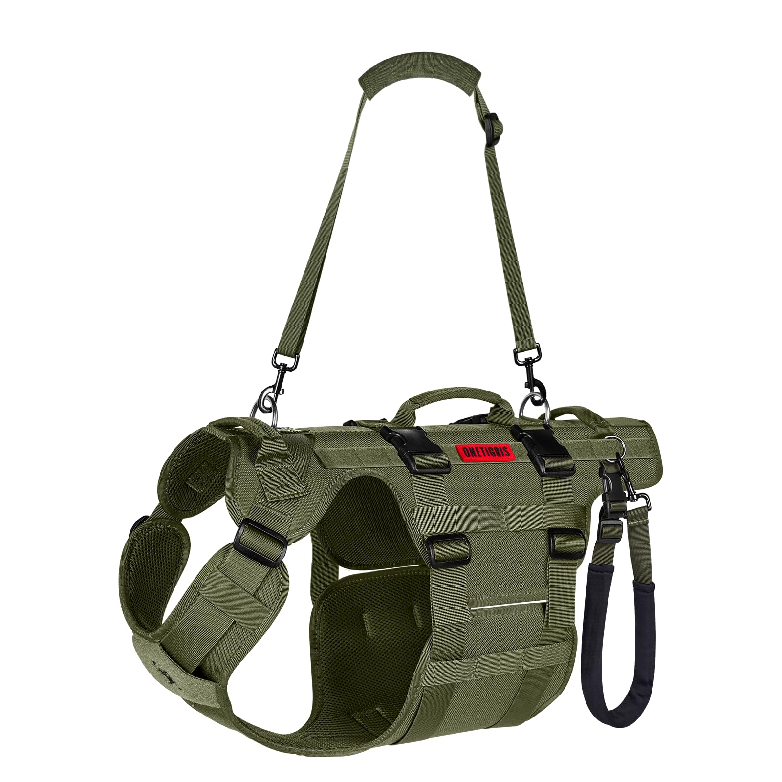 OneTigris dog lift harness front view for large dogs offers steady mobility support during walks.