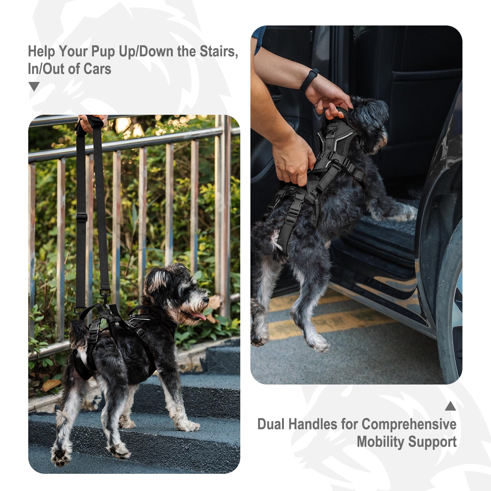 OneTigris dog lift harness reflective trim visible for nighttime safety