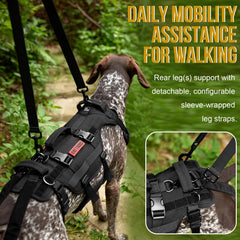 OneTigris dog lift harness side chest-piece detail highlights adjustable fit.