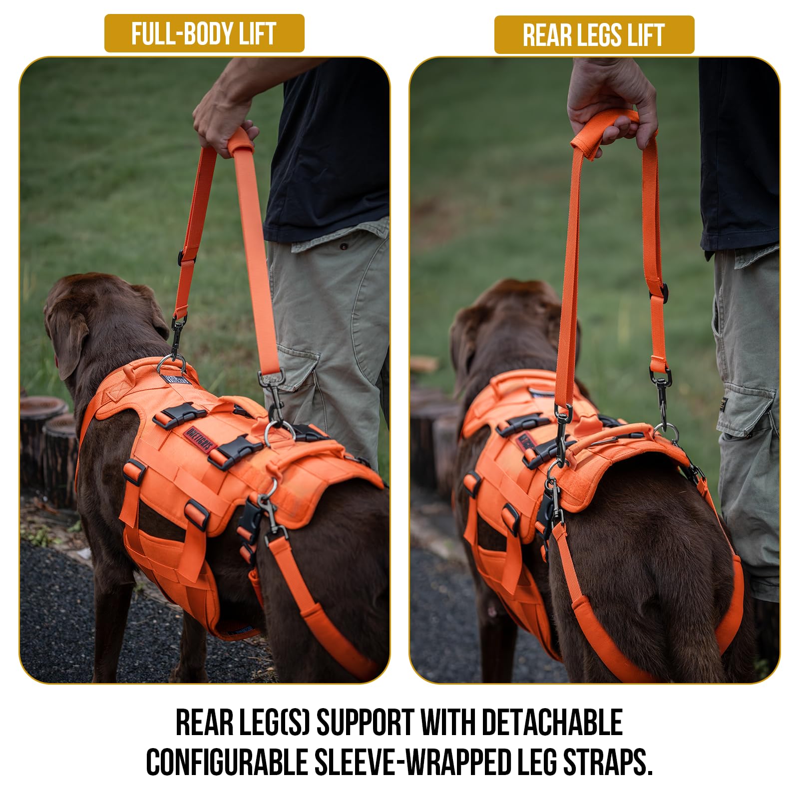 OneTigris dog lift harness side profile with adjustable straps for secure fit