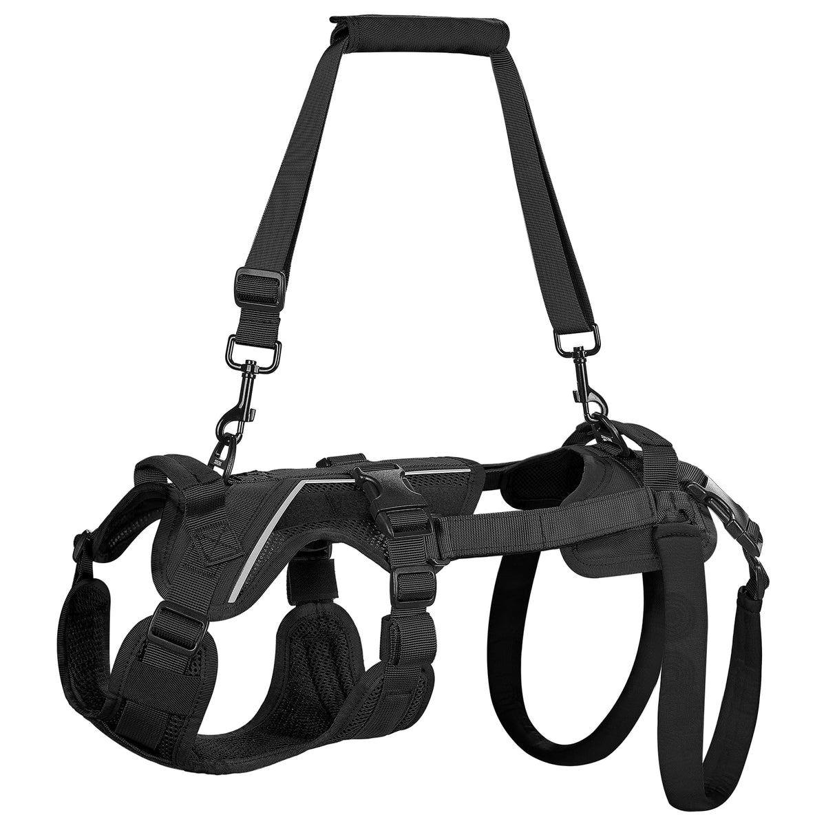 OneTigris dog lift harness XS front view, compact supportive fit for small dogs.