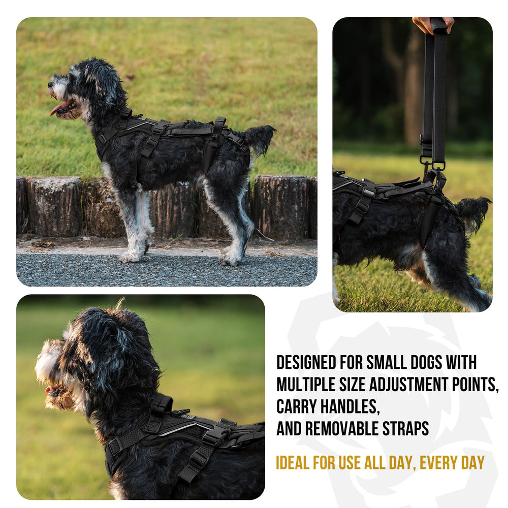 OneTigris dog lift harness XS side view, adjustable fit for growing or aging dogs.