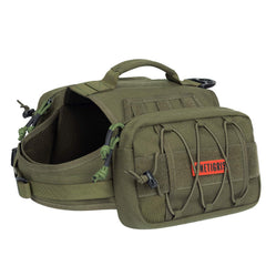 OneTigris Mammoth dog pack front view in green showing durable 1000D nylon for long hikes