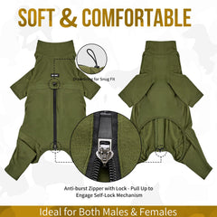 OneTigris dog pajamas adjustable chest drawcord for a customizable snug fit.