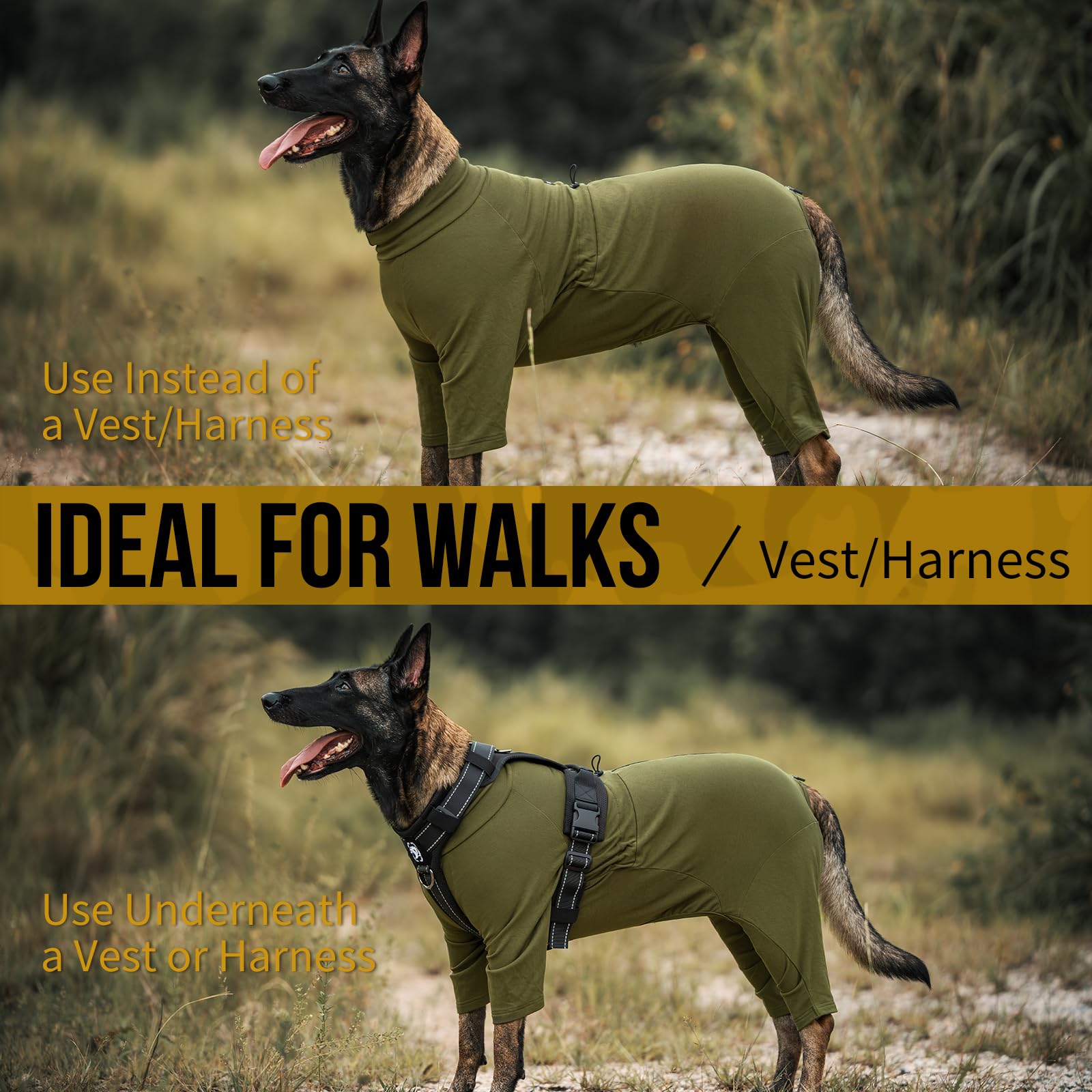 OneTigris dog pajamas full‑body coverage supports consistent warmth during chilly walks.
