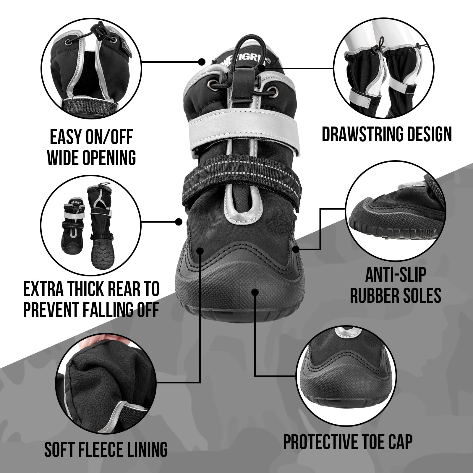 OneTigris dog shoes thick sole delivers solid traction on slippery surfaces